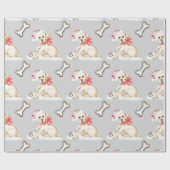 Witte Labrador Puppy Kerstmis Cadeaupapier (Vlak)