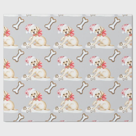 Witte Labrador Puppy Kerstmis Cadeaupapier (Vlak)