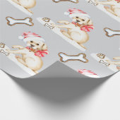 Witte Labrador Puppy Kerstmis Cadeaupapier (Hoek)