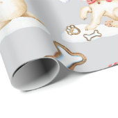 Witte Labrador Puppy Kerstmis Cadeaupapier (Rol Hoek)