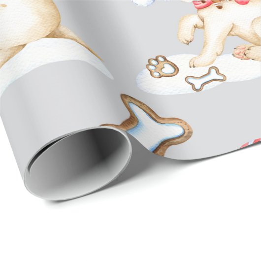 Witte Labrador Puppy Kerstmis Cadeaupapier (Rol Hoek)