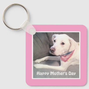  witte labrador reever Mix Dog Roze mama Sleutelhanger