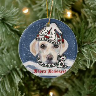 WITTE+LABRADOR+RETRIEVER  KERAMISCH ORNAMENT