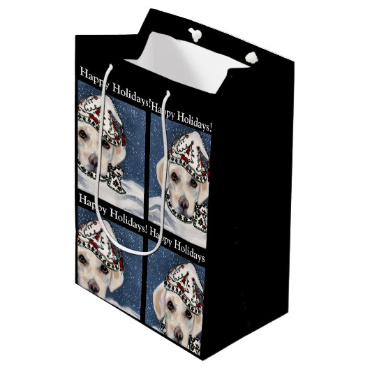 WITTE LABRADOR RETRIEVER   MEDIUM CADEAUZAKJE (Voorkant Gekanteld)