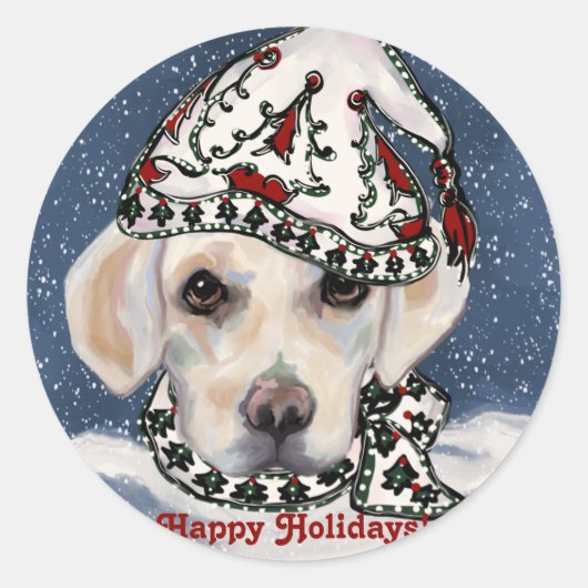 WITTE LABRADOR RETRIEVER RONDE STICKER (Voorkant)