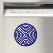 Witte Labyrint op Middernachtblauw Magneet (Insitu (Vaatwasser))