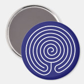 Witte Labyrint op Middernachtblauw Magneet (Voorkant / Achterkant)