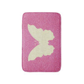 Witte lace Butterfly on roze glitter Bath Mat (Voorkant Verticaal)