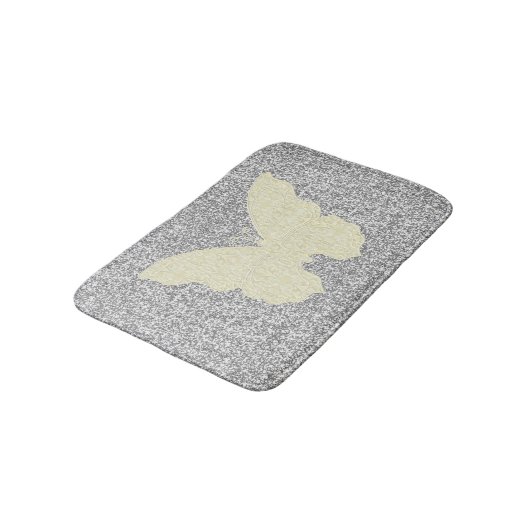 Witte lace Butterfly on Silver Glitter Bath Mat (Gekanteld)
