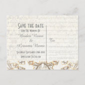 Witte lace filigree parchment save the date aankondigingskaart (Achterkant)