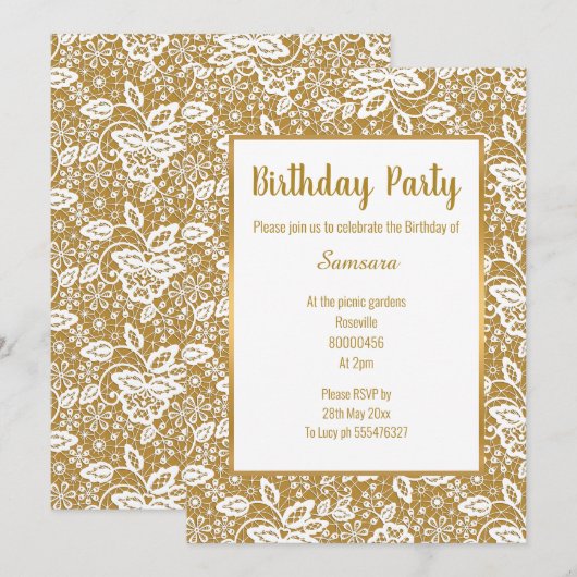  WITTE LACE HEEFT ALLEMAAL GEDURENDE DE TWEEDE DAG KAART (Voorkant / Achterkant)