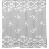 Witte Lace Look Overlay Aangepaste Achtergrond Douchegordijn (Voorkant)