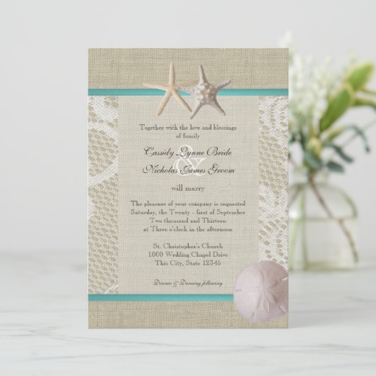 Witte Lace Oceaan Romance Kaart (Staand voorkant)