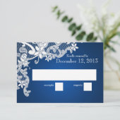  Witte Lace Trouwantwoord Sapphire RSVP Kaartje (Staand voorkant)