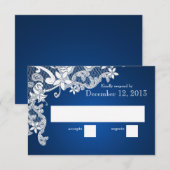  Witte Lace Trouwantwoord Sapphire RSVP Kaartje (Voorkant / Achterkant)