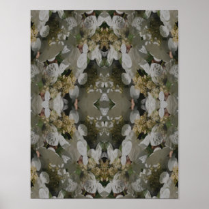 Witte Lacecap Hortensia Bloemenspiegel Abstract Poster