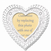 Witte Laced Heart Lijst Valentijnsdag Sticker (Voorkant)