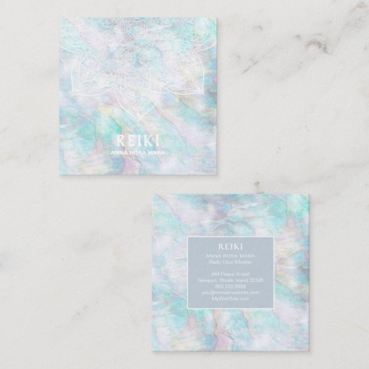 *~* Witte Lacey Mandala Pastel Blauw Roze Geel Vierkante Visitekaartje (Voorkant / Achterkant)