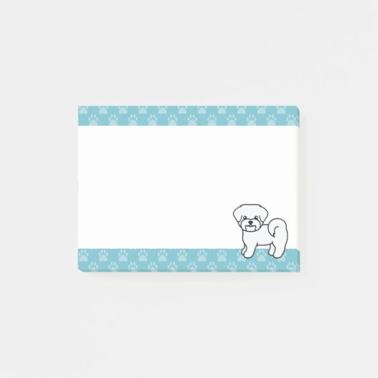 Witte Lachende Cartoon Maltezer Puppeteekening Post-it® Notes (Voorkant)
