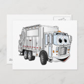 Witte lachende Cartoon vuilniswagen Briefkaart (Voorkant / Achterkant)