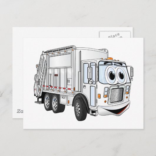 Witte lachende Cartoon vuilniswagen Briefkaart (Voorkant / Achterkant)