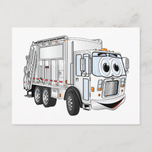 Witte lachende Cartoon vuilniswagen Briefkaart