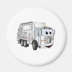 Witte lachende Cartoon vuilniswagen Magneet