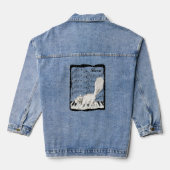 Witte Lachende Kat op Piano Keys Muzieknoten Lijst Denim Jacket (Achterkant)