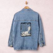 Witte Lachende Kat op Piano Keys Muzieknoten Lijst Denim Jacket (Hangar)