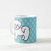 Witte Lachende Maltezer Cartoonhonden Koffiemok (Voorkant links)