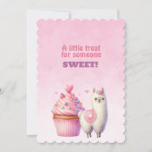 Witte Lama Grote Roze Cupcake Valentijns Sweet  Feestdagenkaart (Voorkant)
