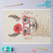 Witte lama met rode bloemglazen Decoupage Tissuepapier (Craft)