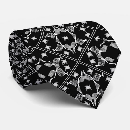 Witte Lamassu tuin Stropdas (Opgerold)