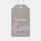 Witte Land Kerstmis Vrede op Aarde Cadeaulabel (Voorkant)