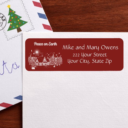 Witte Land Kerstmis Vrede op Aarde Etiket