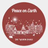 Witte Land Kerstvrede op aarde Kaart Ronde Sticker (Voorkant)