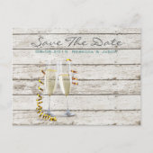 witte landelijke Franse champagneglazen van hout Aankondigingskaart (Voorkant)