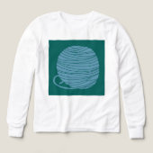 Witte lange mouw "Yarn Ball" T-shirt  (Voorkant)