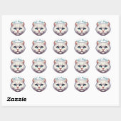  witte langharige kat · Gepersonaliseerd Ronde Sticker (Vel)