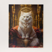 Witte langharige kat omringd door gouden Ornament Legpuzzel (Verticaal)
