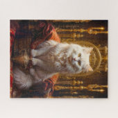 Witte langharige kat omringd door gouden Ornament Legpuzzel (Horizontaal)