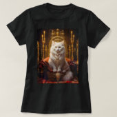 Witte langharige kat omringd door gouden Ornament T-shirt (Design voorkant)