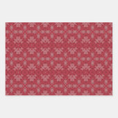 Witte langwerpige Ornamenten op donkerrode mozaïek Inpakpapier Vel (Voorkant 3)