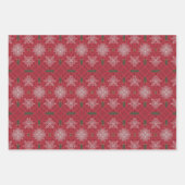 Witte langwerpige Ornamenten op donkerrode mozaïek Inpakpapier Vel (Voorkant 2)