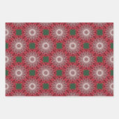 Witte langwerpige Ornamenten op donkerrode mozaïek Inpakpapier Vel (Voorkant)
