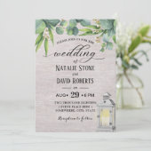  witte lantaarn Elegant Foliage Wedding Kaart (Staand voorkant)