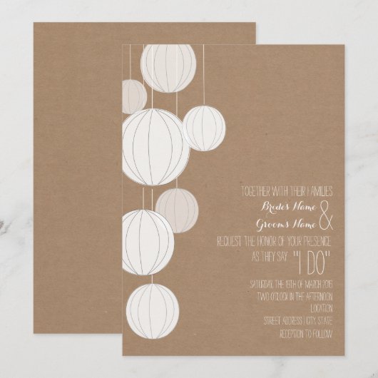 Witte Lantaarns Cardstock geïnspireerde bruiloft Kaart (Voorkant / Achterkant)