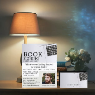 Witte laptop, schrijvers boeken signeren reclame flyer