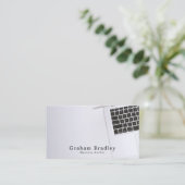 Witte laptop, schrijvers visitekaartje (Staand voorkant)