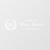 Witte lauwerkrans Elegante monogramnaam titel Raamsticker (Vel)